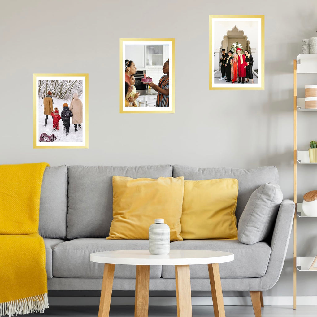 12x16 Picture Frame Set of 2 Gold With 10x14 Mat for 30 x 40cm Diamond Art Painting, Display Photo 10x14 or 12 x 16