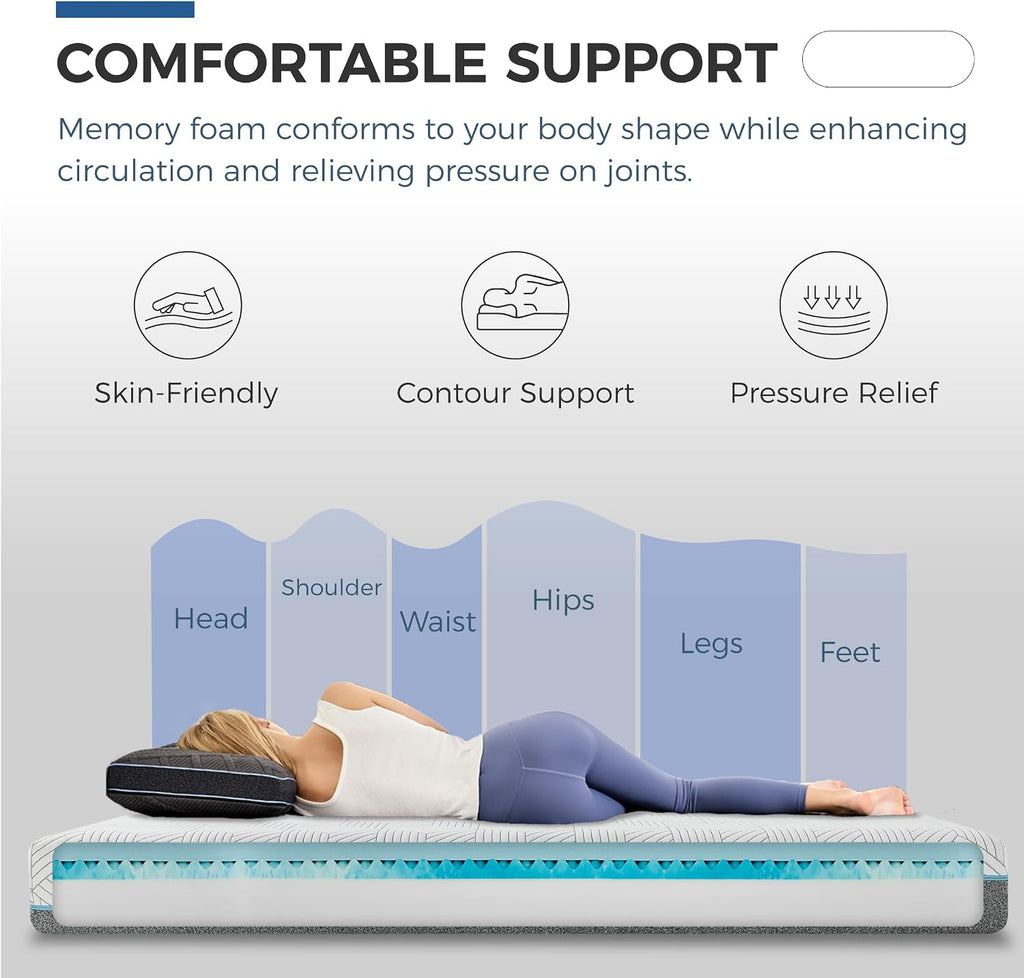 Medium Queen Mattress 10 Inch Memory Foam Mattress Queen Size Bed in a Box for Back Pain Relief and Cool Sleep with