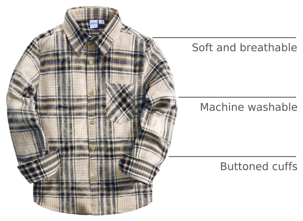 Boys Flannel Shirts Long Sleeve Button Down Plaid Shirt