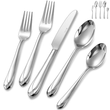 Premium Astra 20/45/65-Piece Silverware Set (45, Silver)