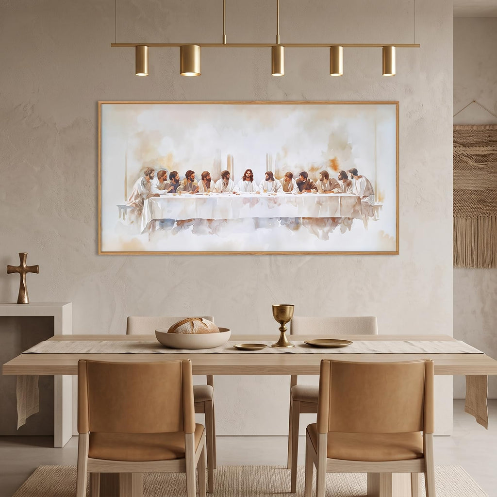 Jesus Last Supper Christian Framed Canvas Wall Art Set-40"x20"x1