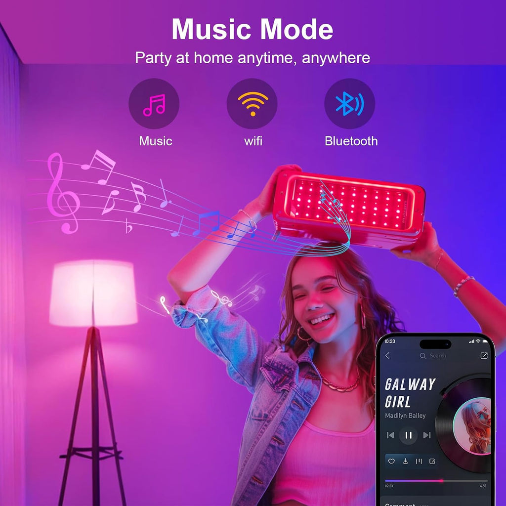 Smart Light Bulbs - Led Dimmible Color Changing Light Bulb Works with Bluetooth Music Sync - A19 RGB Lightbulb