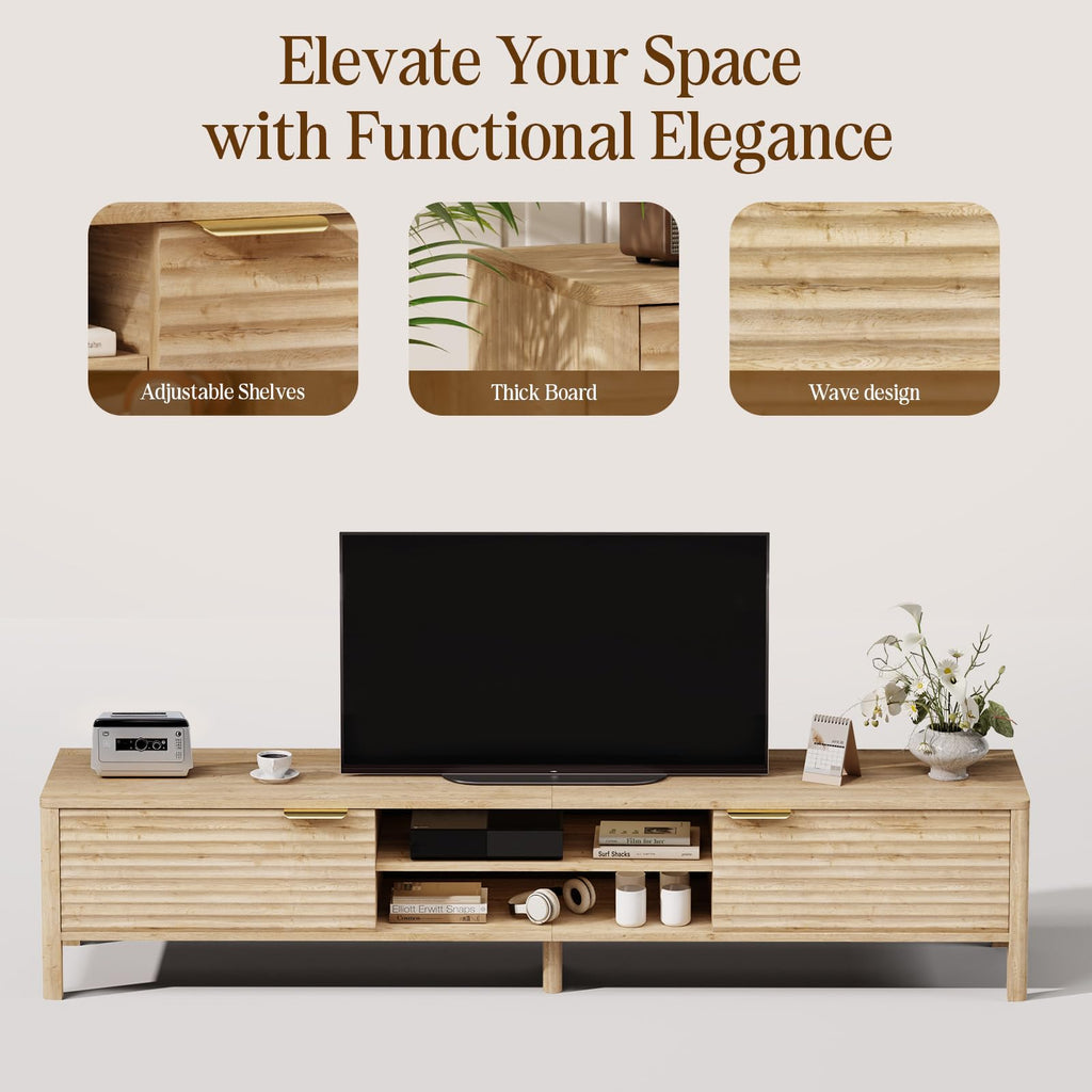 TV Stand up to 80 Inch TVs Entertainment Center Oak 71"