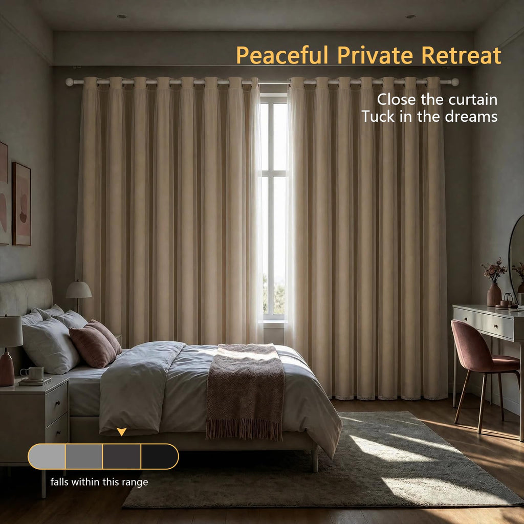 Double Layer Blackout Curtains 2 Panels, 52Wx120L, Cream