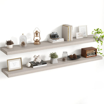 55 Inch Floating Shelves, 8 Inch Deep Floating Shelves for Wall, Hanging Shelf with Invisible Brackets, Deep Shelves