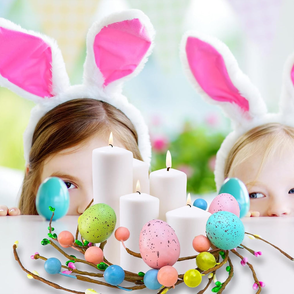 Easter Egg Candle Rings Wreaths Spring Egg and Pip Berry Candle Rings Artificial Easter Egg Candle Holder Mini - Set of 4
