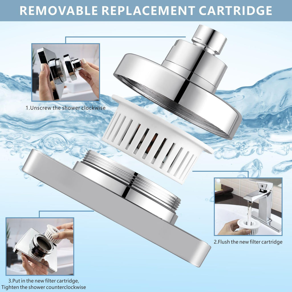Filtered Shower Head with Handheld Combo, High Pressure Rain Showerhead Filter for Remove Chlorine and Harmful