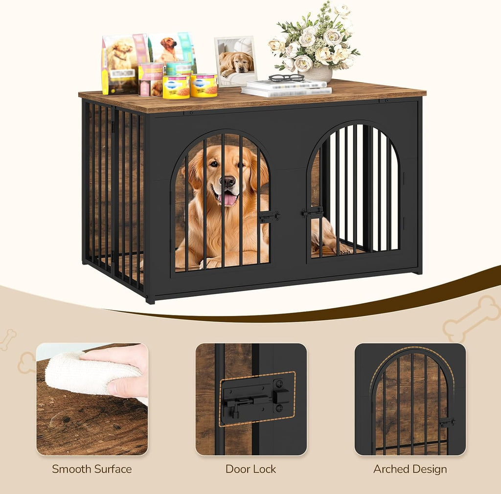 Dog Crate Furniture Foldable, Assembly-Free Dog Kennel