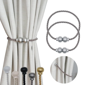 Magnetic Curtain Tiebacks Modern Handmade Rope Curtain Tie Backs Grey - 2Pcs