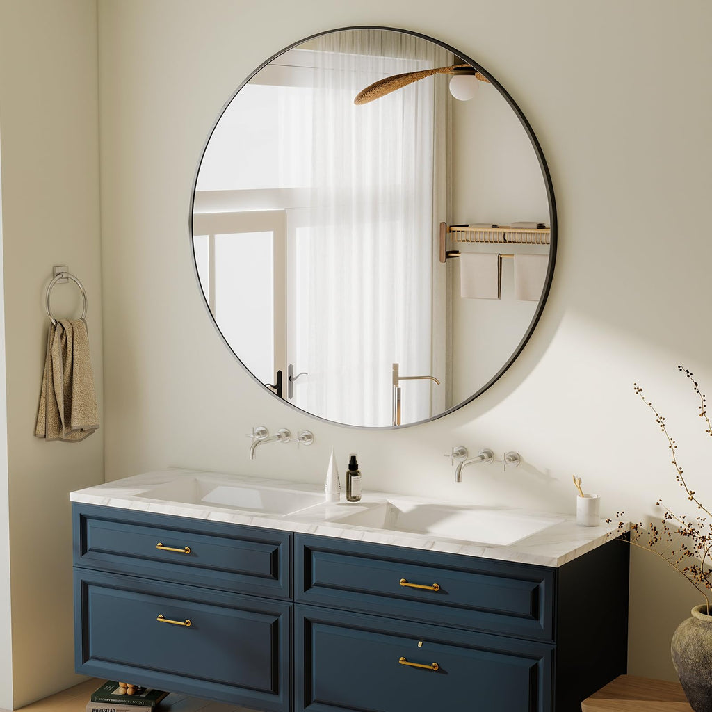 48 Inch Round Mirror Black Circle Bathroom Mirror