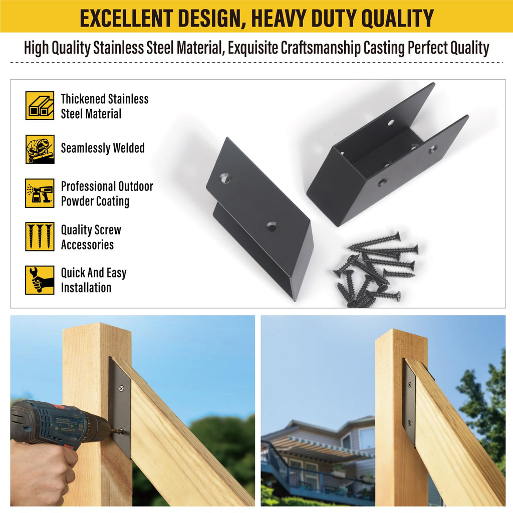8 Pair(16pack) 35° Stair Stainless Steels Deck Railing Bracket Connectors, for 2x4 (Actually 1 1⁄2" x 3 1⁄2") Wood