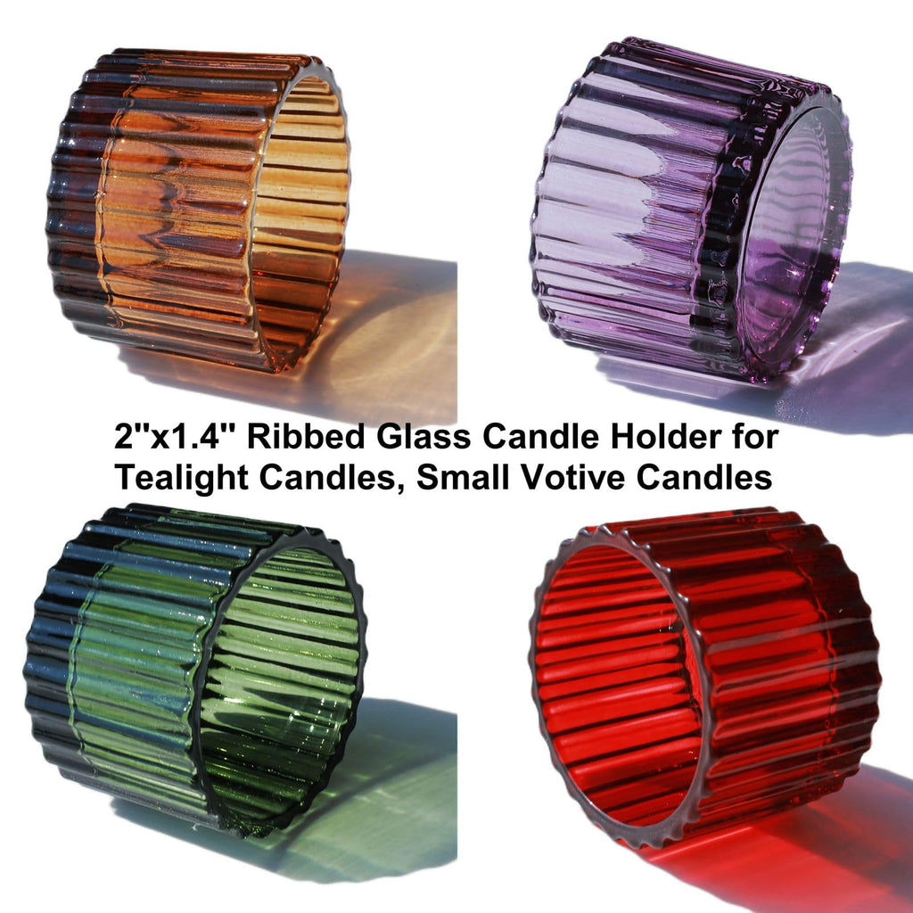 4 Colors Tealight Candle Holder Fall Decor, Set of 12 Glass Votives
