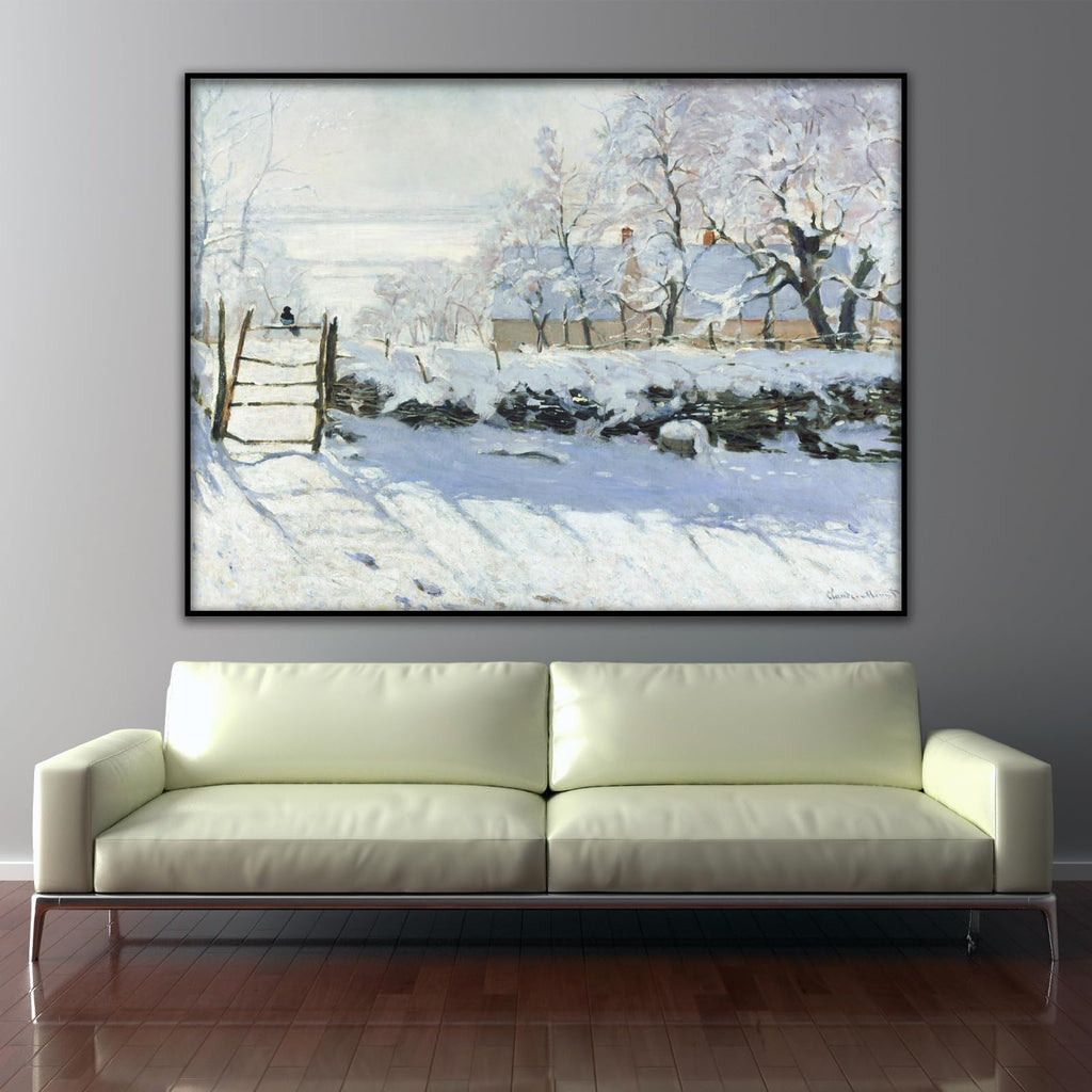 Claude Monet Canvas Wall Art - The Magpie Giclee Print Poster - World Classic Art Reproductions - Famous