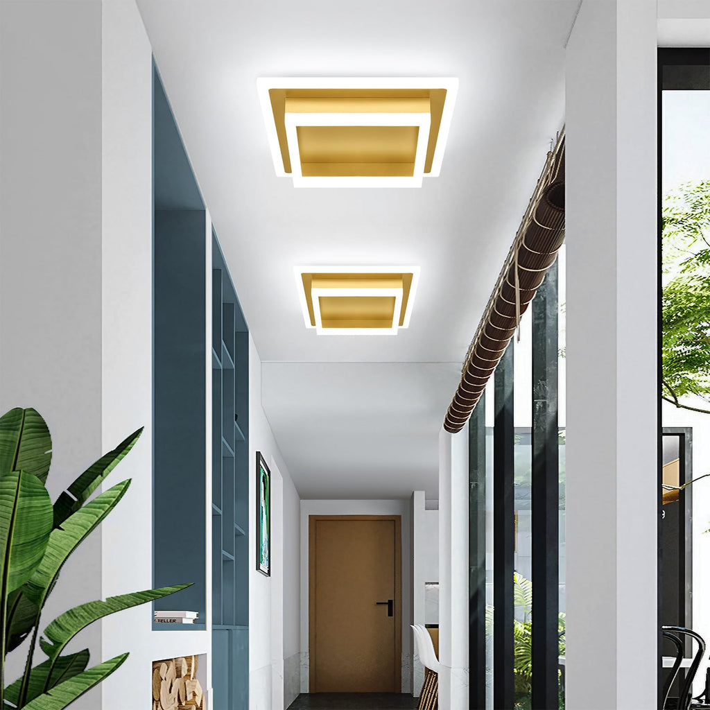 Modern LED Ceiling Lights, Gold Kitchen Ceiling Light, 32W LED Hallway Ceiling Light Fixtures, Flush Mount Ceiling