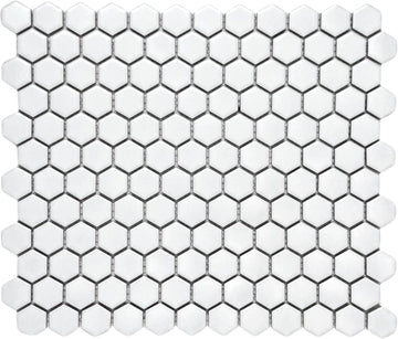 Hexagon 1x1 White Porcelain Mosaic Floor Tile Matte Italian Design Backsplash Bathroom Wall Shower Accent Decorative