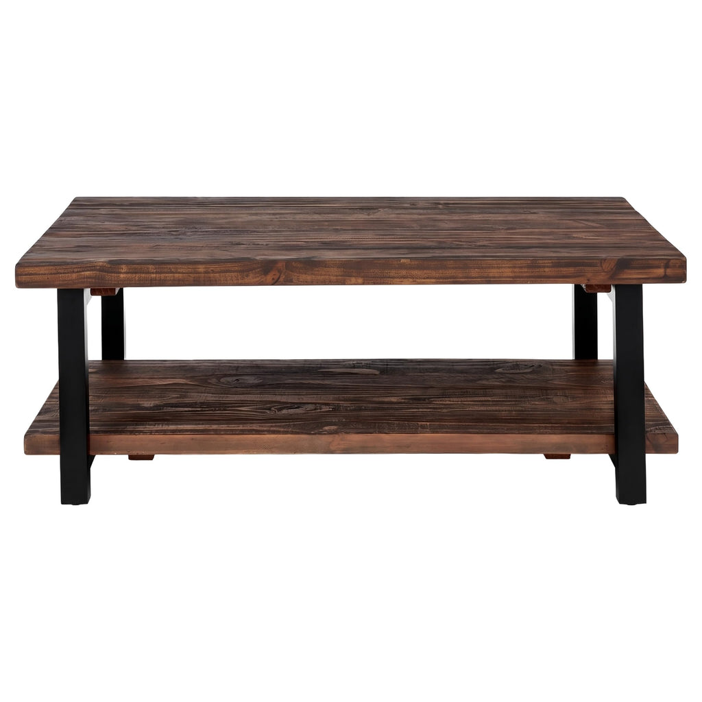 Pomona Solid Wood Coffee Table, Rustic Brown, 48"