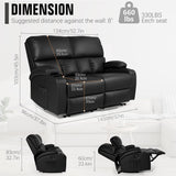 CHABATREE Home Theater Seating,RV Recliner Sofa with Massage and Heat,Manual RV Recliner Loveseat with USB/Cup Holders