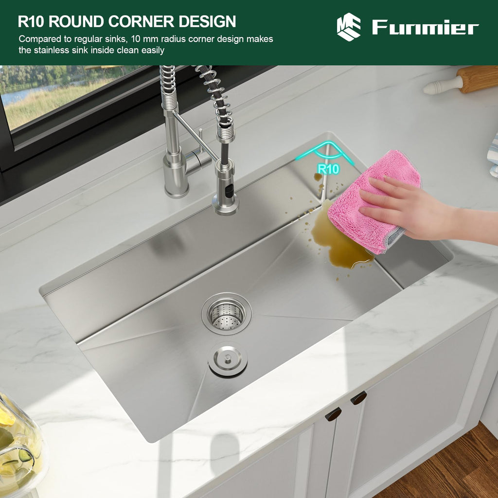 33 Inch Undermount Kitchen Sink - 33 x 19 Undermount Kitchen Sinks Stainless Steel 16 Gauge Single Bowl Under Mount