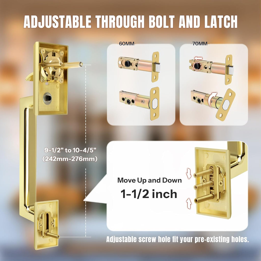 Double Front Door Lock Set, Keyed Entry Front Door Handleset with Dummy