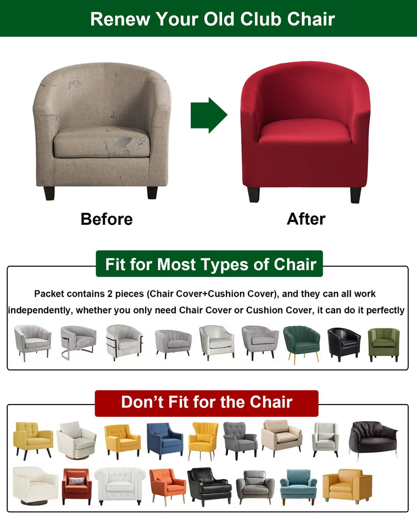Stretch Barrel Club Chair Covers Burgundy Tub Sofa Slipcover