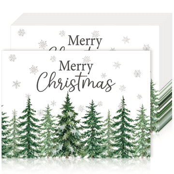 Paper Placemat, Green, Merry Christmas Forest Tree