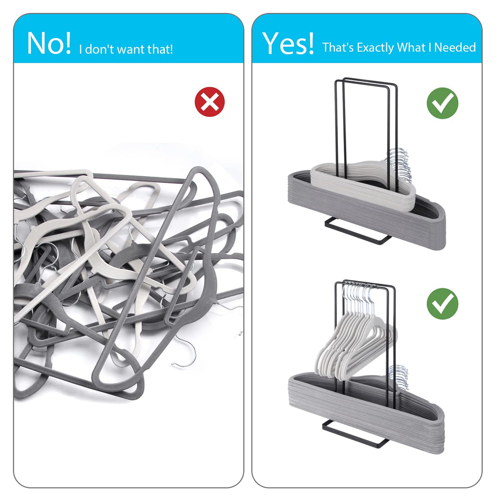 Hanger Organizer Stacker, Storage Rack Holds up to 58 Velvet Hangers for Closet & Laundry Room, Portable Hanger Holder