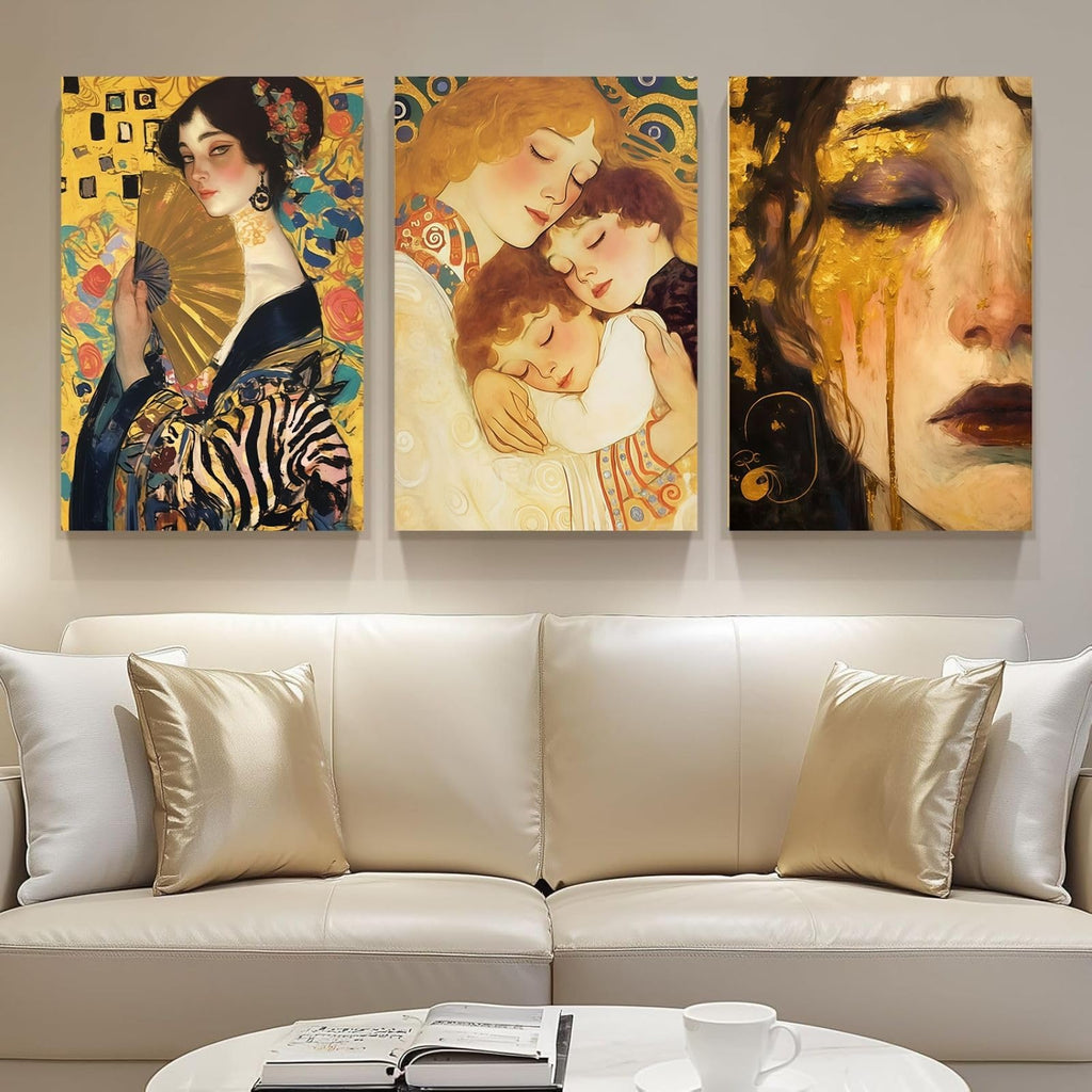 Whimsical Gustav Klimt Canvas, Klimt Exhibition, Gustav Klimt Canvas Wall Art (16" x 24" x 3 pcs)