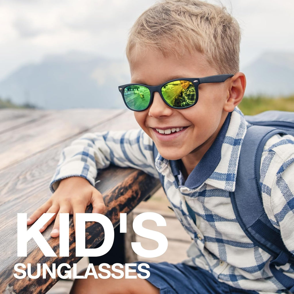 Kids Sunglasses Polarized UV400 TPE with Strap for Boys Girls RBK004