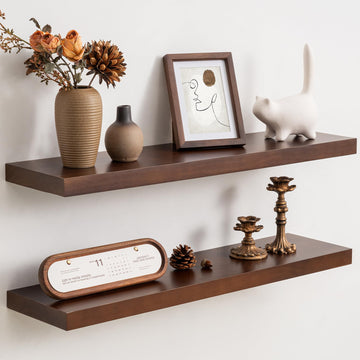 Farmhouse Floating Shelves - 8 Inch Deep Rustic Wood Wall Shelf - Premium Solid Pine Wood Storage Shelf Living Room