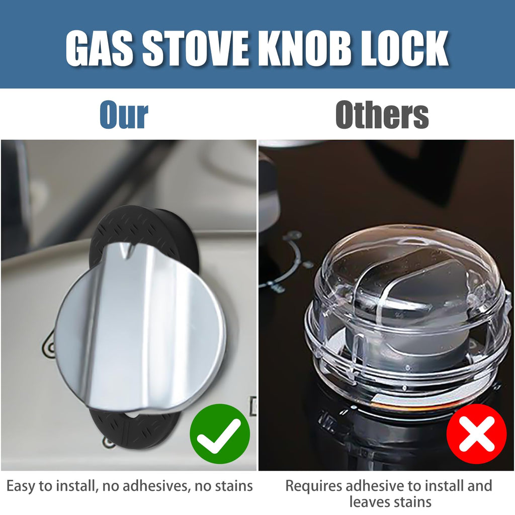 Silicone Stove Knob Safety Locks - Child Proof Oven Knob Locks (6 Pack)]