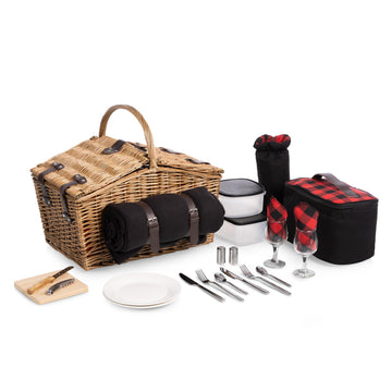 Somerset Deluxe Picnic Basket with Picnic Blanket, Soft Cooler and Wine Bag - Picnic Set 2 - Romantic Picnic Wine