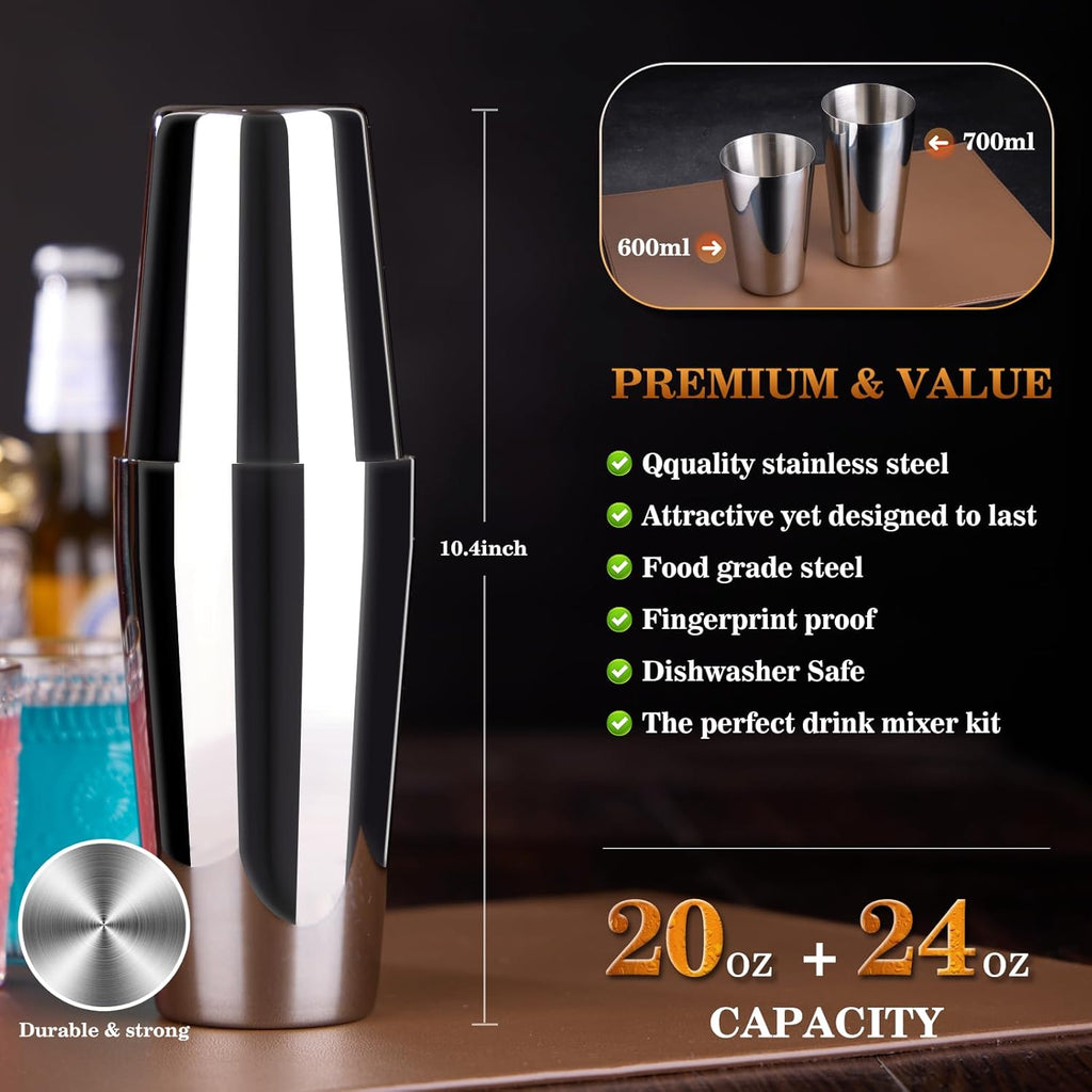 Cocktail Shaker Set Bartender Kit : 15-Piece Bar Tool Set with Acrylic Stand Bars Set with All Practical Bar