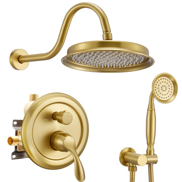 Rain Shower System Antique Shower Faucet Complete Sets, Shower Fixtures Combo with Pressure Balance Valve, Trim Kit