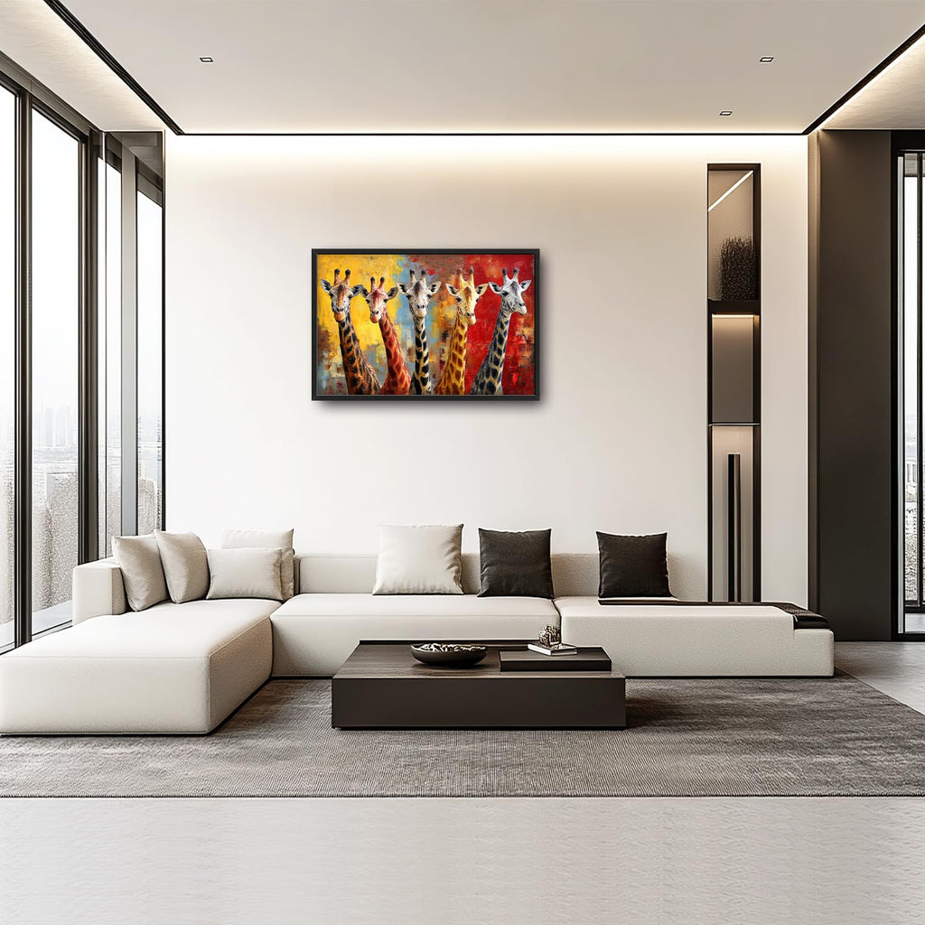 Large Wall Art Giraffe Canvas Wall Decor Funny Animal Pictures African Wildlife Paintings Prints Big Textured Artwork
