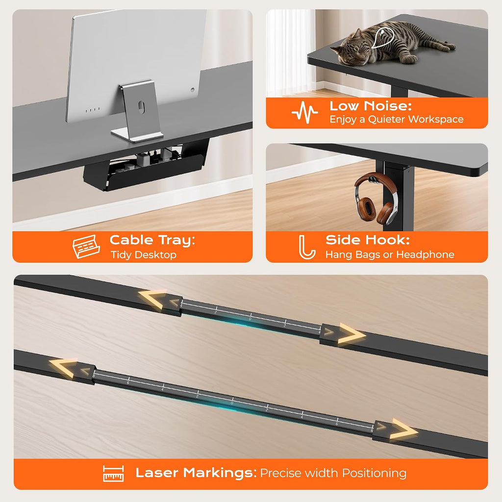 Dual Motor Electric Standing Desk Frame, Sit Stand up Desk Leg for 47.2" to 86.6" Desktop, Computer Desk Leg with