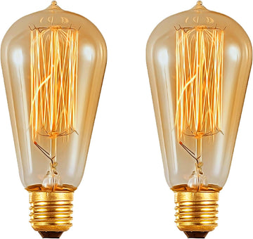 ST58 Vintage Antique Light Bulbs-25W E26 Base 120 Volts Dimmable Edison Light Bulbs,Amber Glass, Warm White 2200K (2