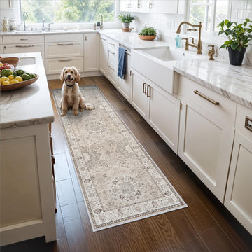2x6 Hallway Washable Runner Rug : Vintage Soft Kitchen Laundry Runner with Non Slip Backing Farmhouse Entryway Living