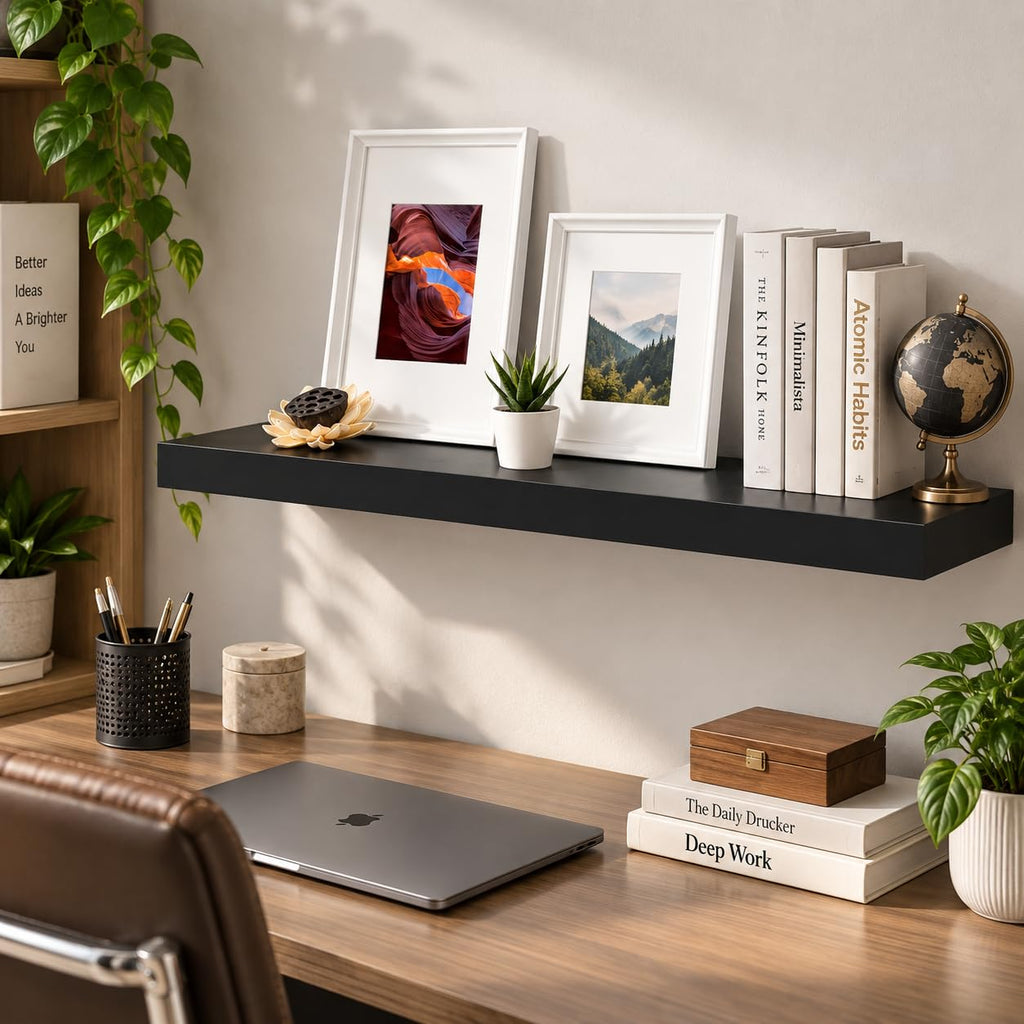 36" Floating Shelf, Bath, Kitchen, Living Room, Black