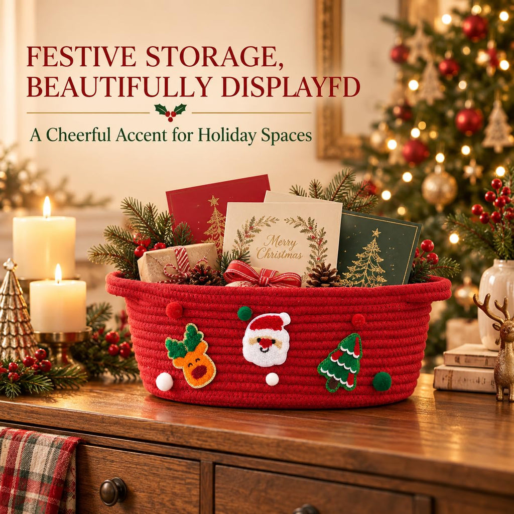 Christmas Gift Baskets Empty, Woven Rope Christmas Baskets for Gifts, 2 Pcs