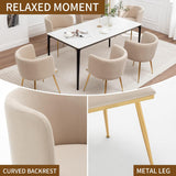 Velvet Dining Chairs Set of 4, Barrel Dining Chairs with Gold Metal Legs