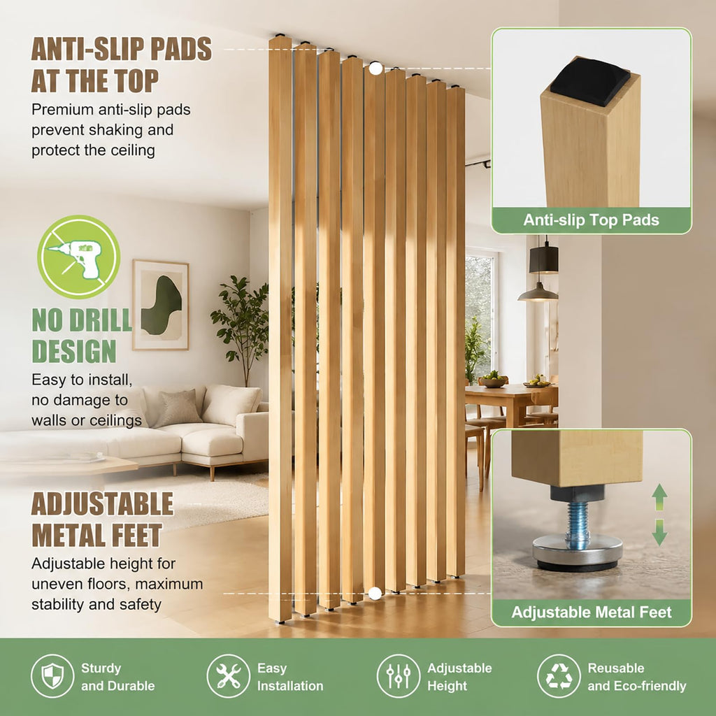 Floor to Ceiling Room Divider Wall Post Partition, Aluminum Wall Partition No Drilling, Stable Entrance Partition