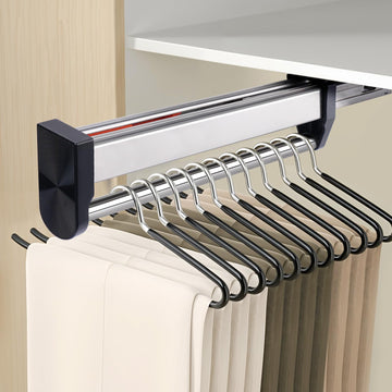 Valet Rod for Closet Pull Out, Stainless Steel Slide Out Pants Rack