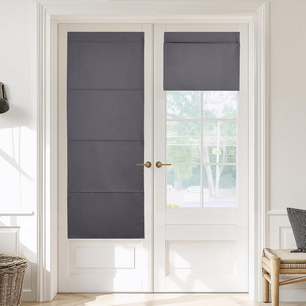 Biscotti Beige No Drill Magnetic Door Roman Curtain (1 Panel) for Window