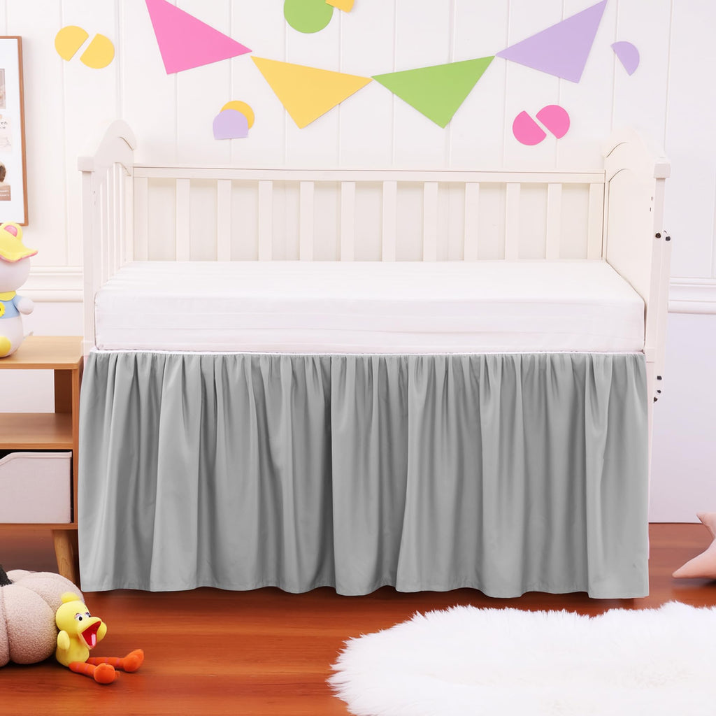 Crib Bed Skirt Dust Ruffle 100% Cotton - Natural, Soft, Breathable for Baby's Delicate Skin, Nursery Toddler Crib Bed