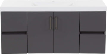 Spring Mill Cabinets Innes 48 Inch Floating Bathroom Vanity with White Single Sink Top, 2-Door Cabinet