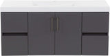 Spring Mill Cabinets Innes 48 Inch Floating Bathroom Vanity with White Single Sink Top, 2-Door Cabinet