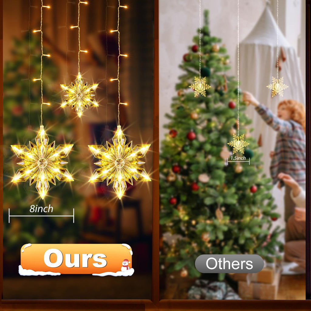 Christmas Snowflakes Window Lights, 5 Pack 72 LEDs Waterproof Hanging Battery Operated Christmas Decoration with