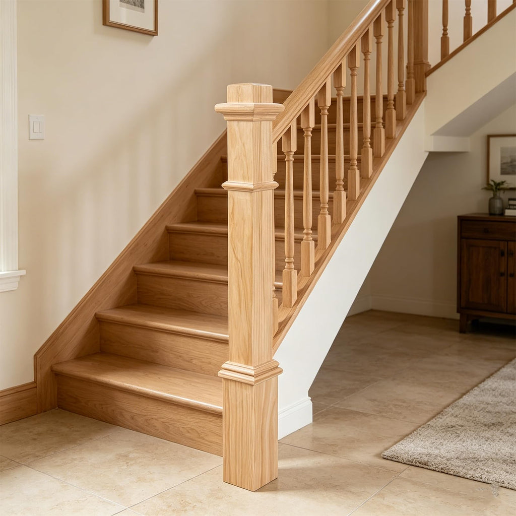 48 X 4.5 Inch Stair Newel Post, Square Solid Stair Post Base
