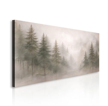 Soft Fog Forest 99 Canvas Wall Art, Misty Nature, 48x24