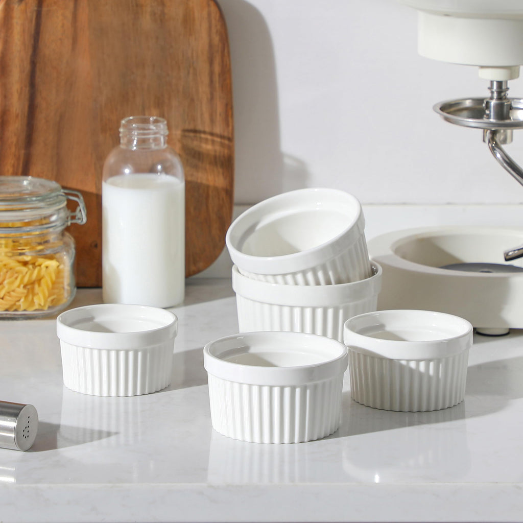 8 oz Oven Safe, Porcelain, Set of 6, White